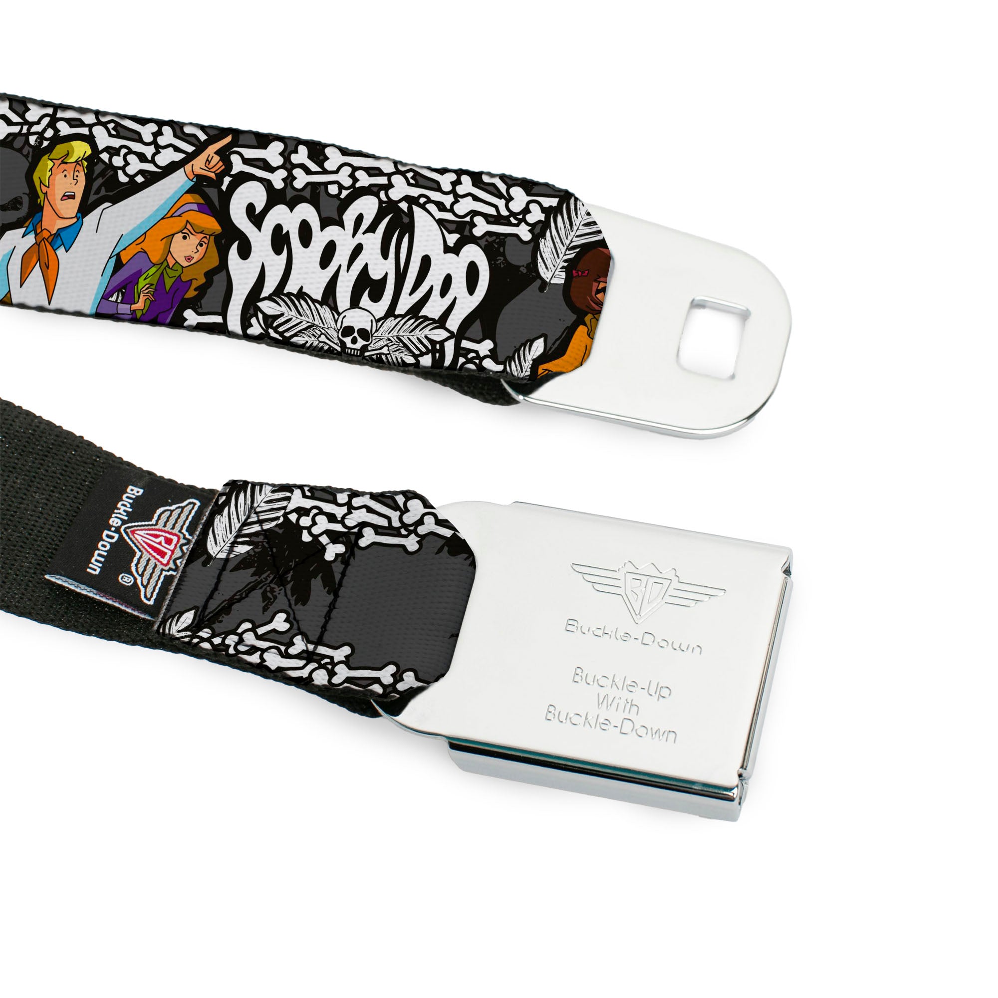 Scooby Doo Face Full Color Black Seatbelt Belt - SCOOBY DOO Group Pose/Bones Webbing Seatbelt Belts Scooby Doo