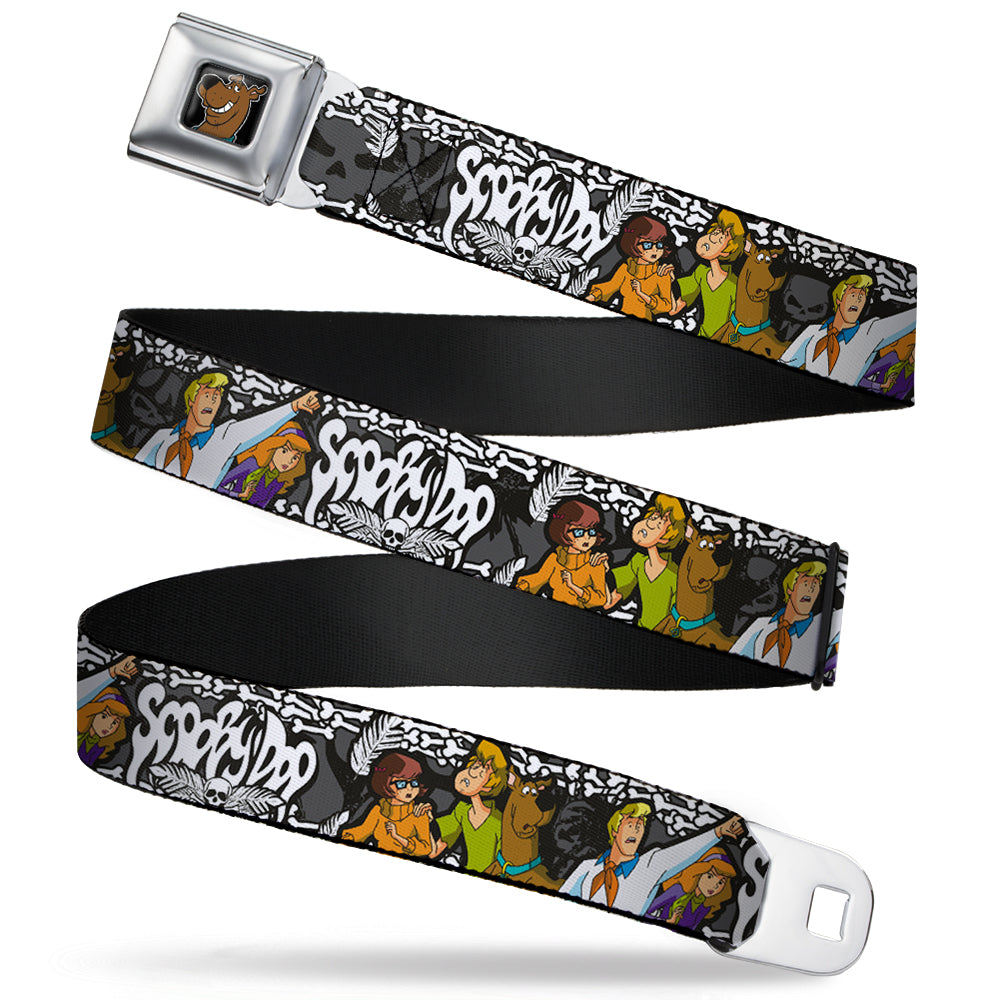 Scooby Doo Face Full Color Black Seatbelt Belt - SCOOBY DOO Group Pose/Bones Webbing Seatbelt Belts Scooby Doo