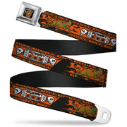 Scooby Doo Face Full Color Black Seatbelt Belt - SCOOBY DOO Running Chase Orange/Black/White Webbing Seatbelt Belts Scooby Doo
