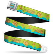 SCOOBY DOO! Text Logo Full Color Aqua/Orange Seatbelt Belt - Scooby Doo THE MYSTERY MACHINE Paint Job Green/Aqua/Orange Webbing Seatbelt Belts Scooby Doo