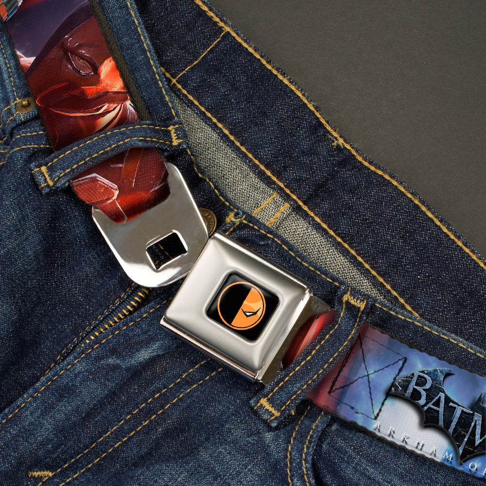 Deadstroke Logo Full Color Black Red White Seatbelt Belt - DEATHSTROKE Pose/BATMAN ARKHAM ORIGINS Logo Webbing Seatbelt Belts DC Comics