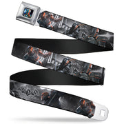 Arkham Origins Deathstroke Face CLOSE-UP Full Color Seatbelt Belt - BATMAN ARKHAM ORIGINS Deathstroke 3-Poses/Batman Battle Scene Grays/Reds Webbing Seatbelt Belts DC Comics