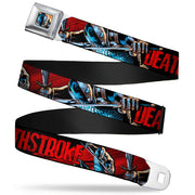 New 52 Deathstroke Face CLOSE-UP Full Color Red Seatbelt Belt - New 52 DEATHSTROKE Action Poses Black/Red Webbing Seatbelt Belts DC Comics