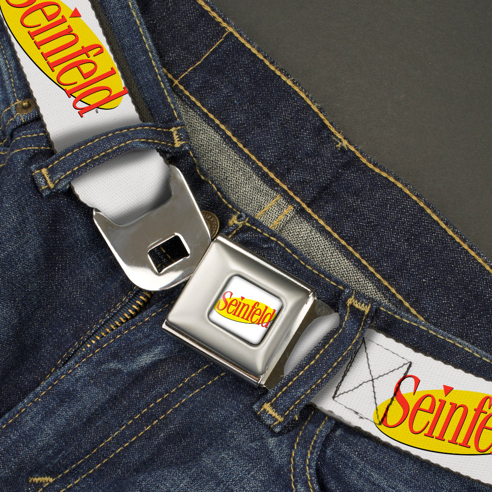 SEINFELD Spotlight Logo Full Color White/Yellow/Red Seatbelt Belt - SEINFELD Spotlight Logo White/Yellow/Red Webbing Seatbelt Belts Seinfeld