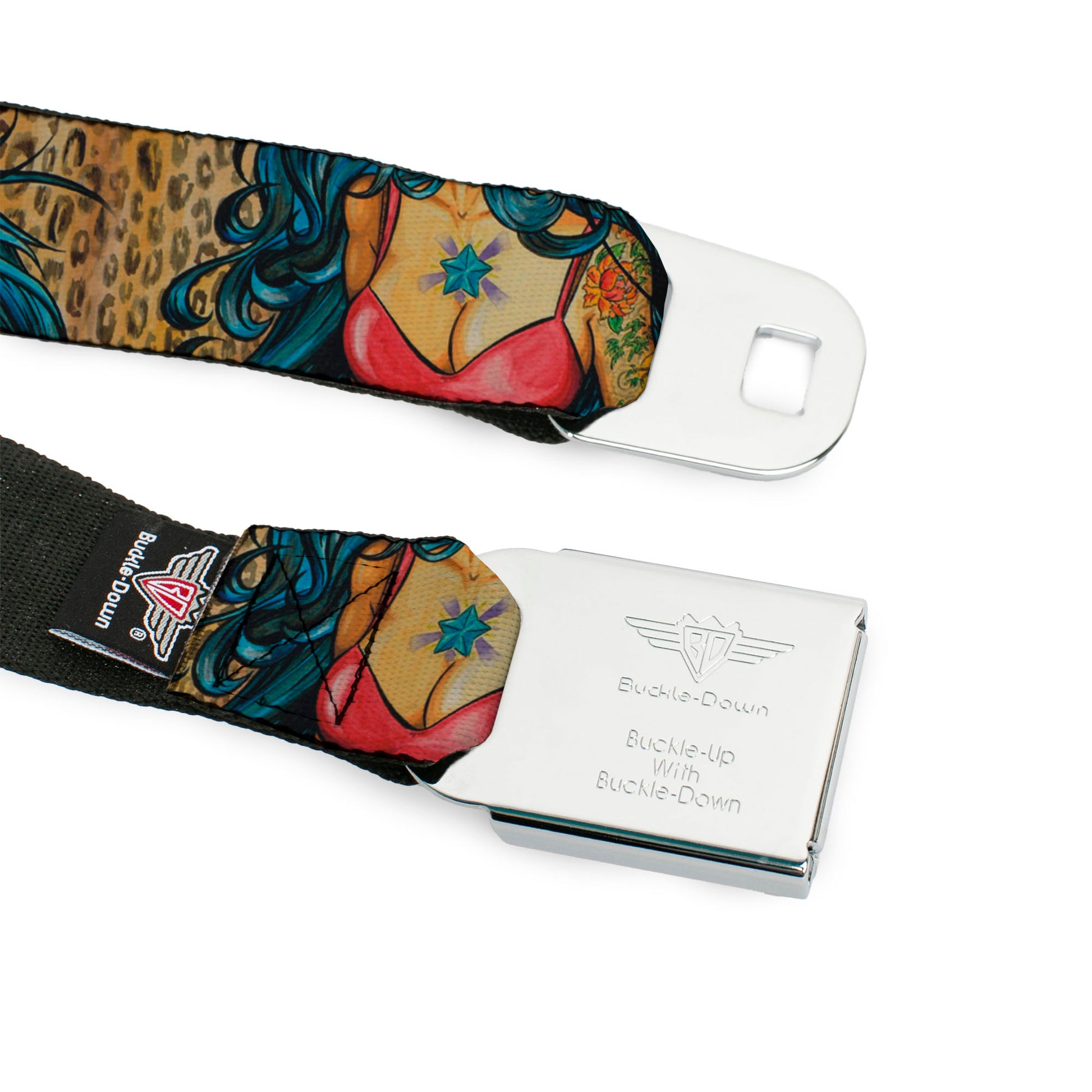 SEXY INK GIRLS Full Color Black White Seatbelt Belt - Leah Webbing Seatbelt Belts Sexy Ink Girls