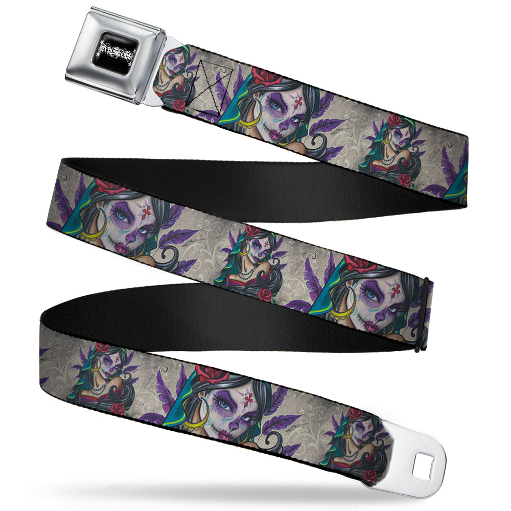 SEXY INK GIRLS Full Color Black White Seatbelt Belt - Muerta Webbing Seatbelt Belts Sexy Ink Girls