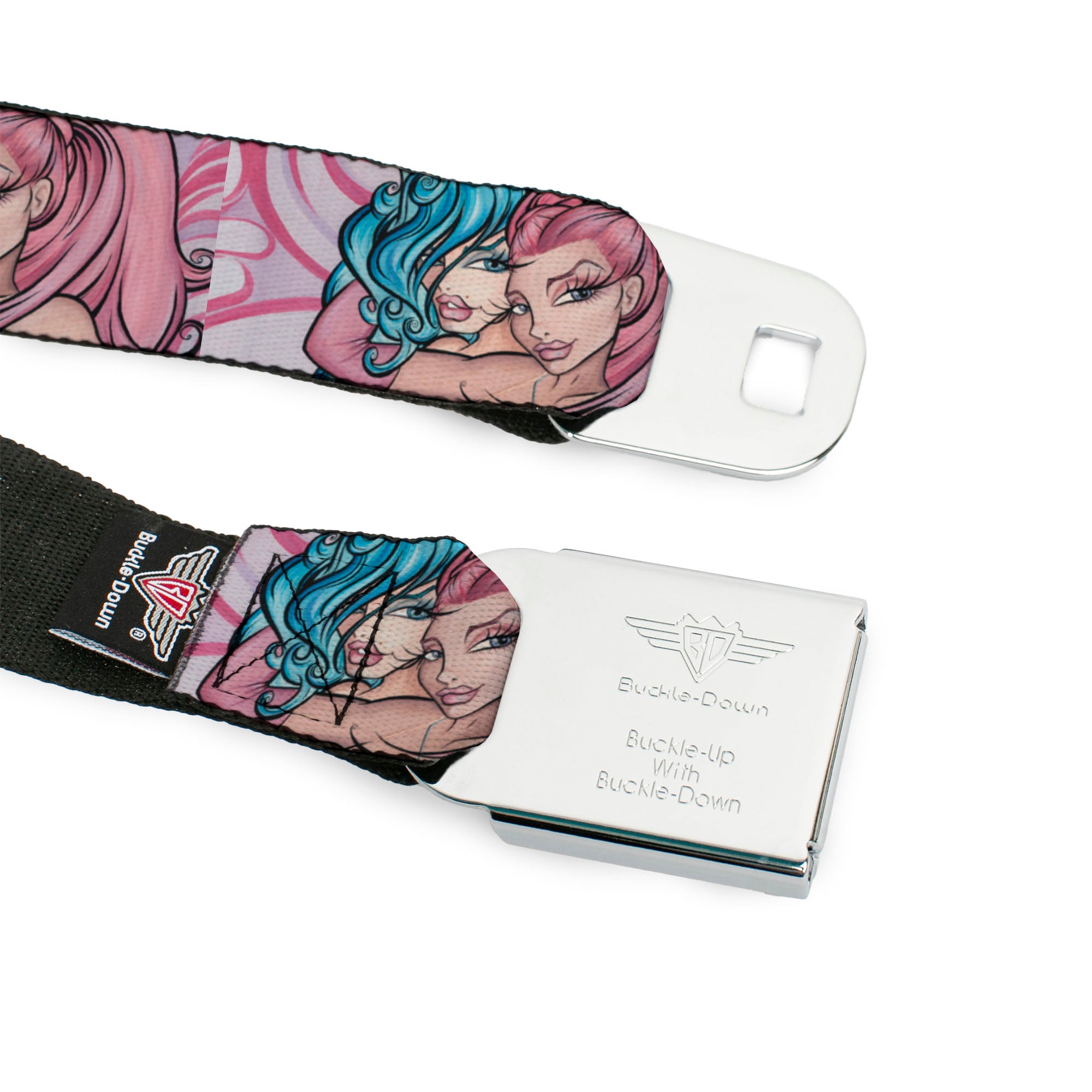 SEXY INK GIRLS Full Color Black White Seatbelt Belt - No Glove, No Love Webbing Seatbelt Belts Sexy Ink Girls