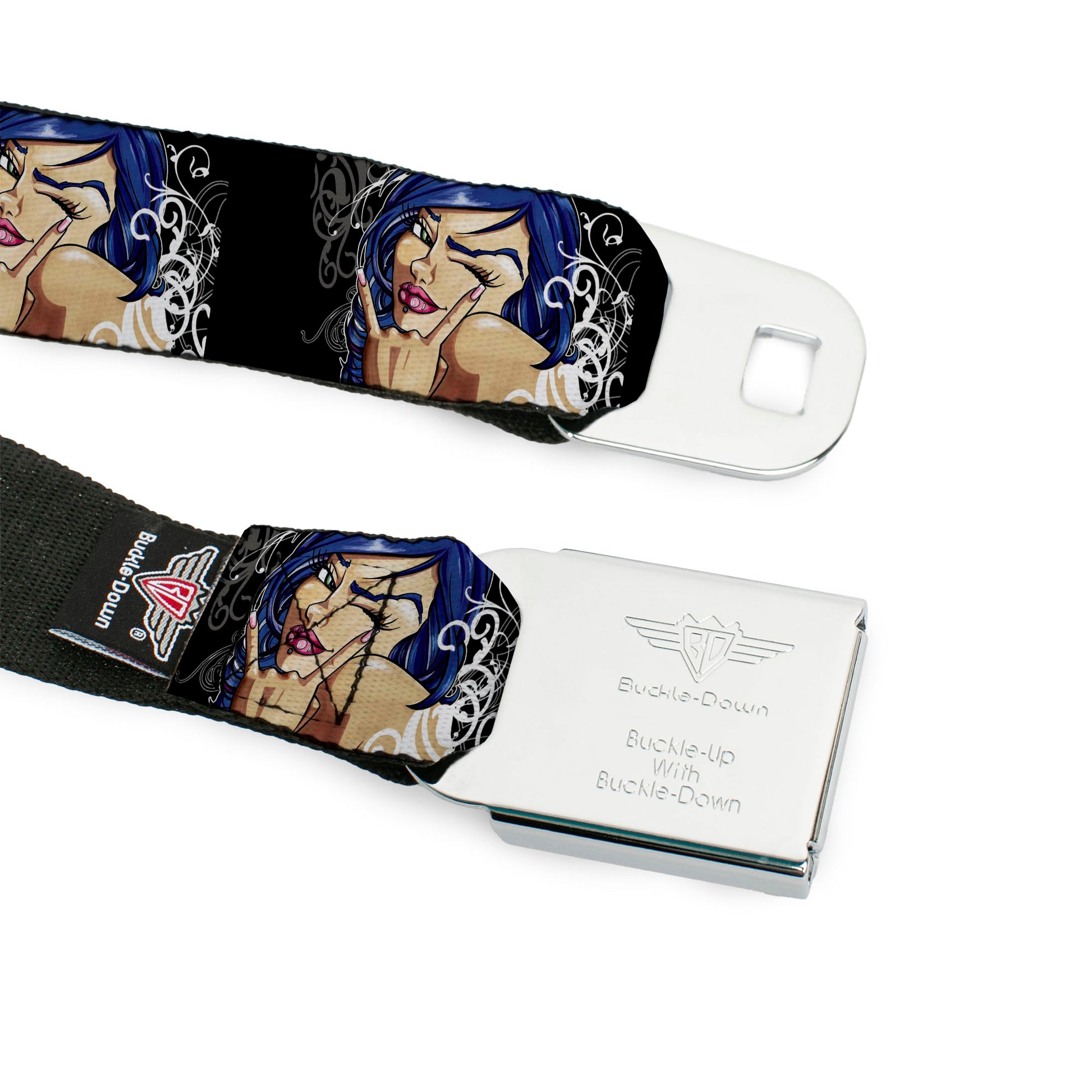 SEXY INK GIRLS Full Color Black White Seatbelt Belt - Rock & Roll Ink Webbing Seatbelt Belts Sexy Ink Girls