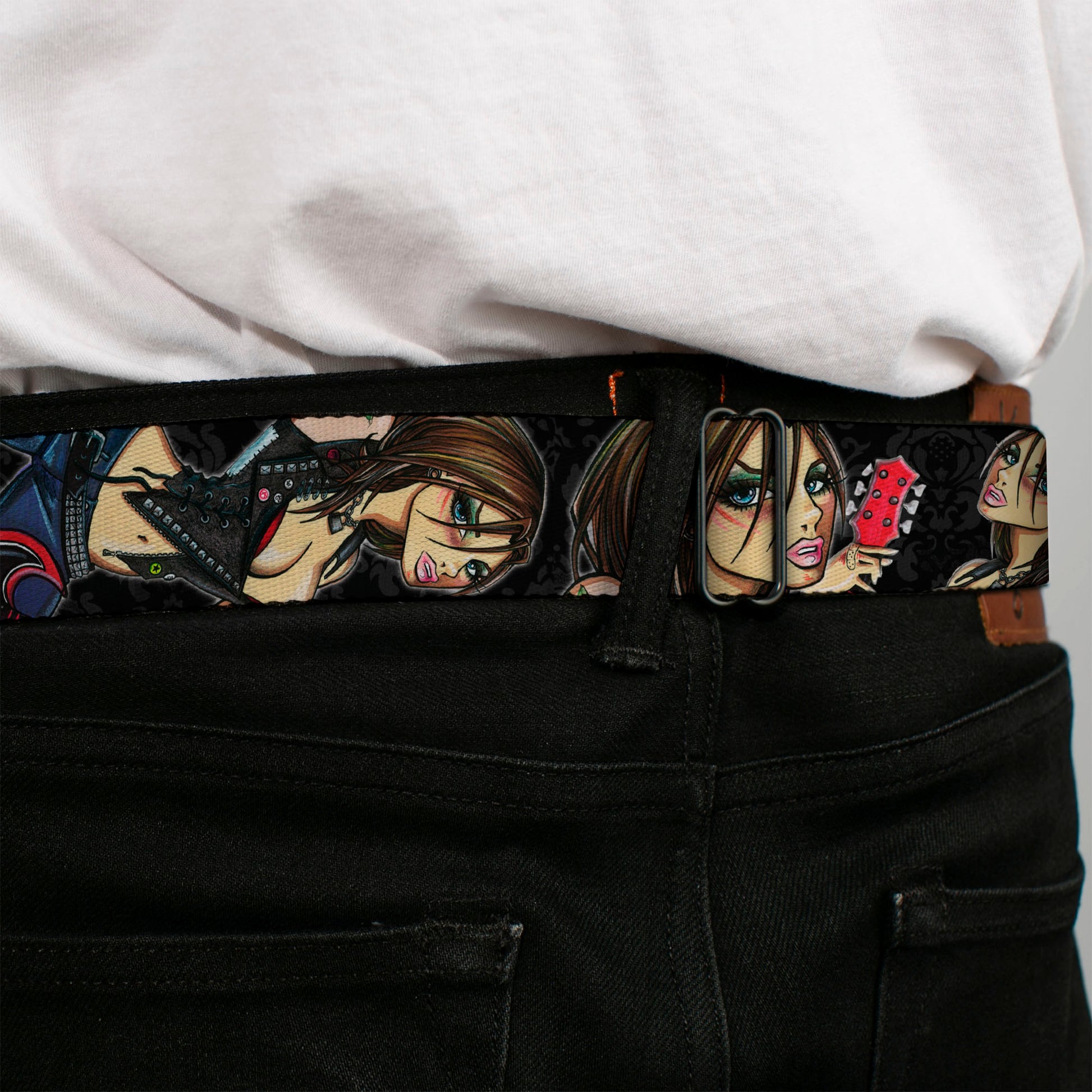 SEXY INK GIRLS Full Color Black White Seatbelt Belt - Jordan Webbing Seatbelt Belts Sexy Ink Girls