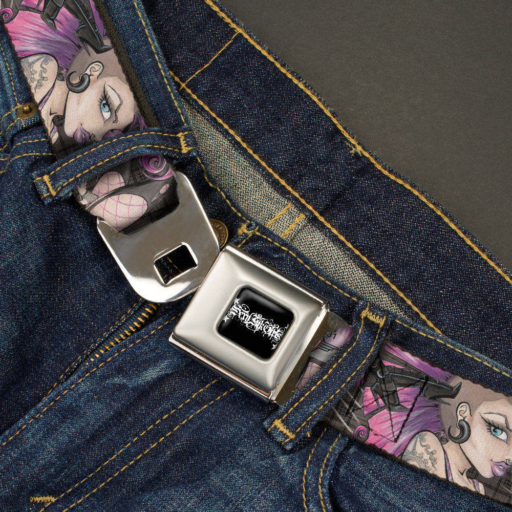 SEXY INK GIRLS Full Color Black White Seatbelt Belt - Pretty in Punk Webbing Seatbelt Belts Sexy Ink Girls