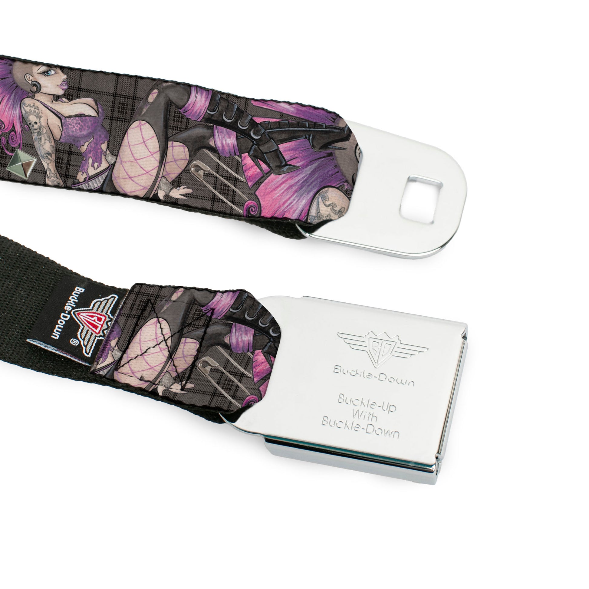 SEXY INK GIRLS Full Color Black White Seatbelt Belt - Pretty in Punk Webbing Seatbelt Belts Sexy Ink Girls