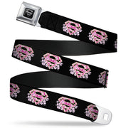 Superman Black Silver Seatbelt Belt - Super Shield Hibiscus Design Black/Pink Webbing Seatbelt Belts DC Comics