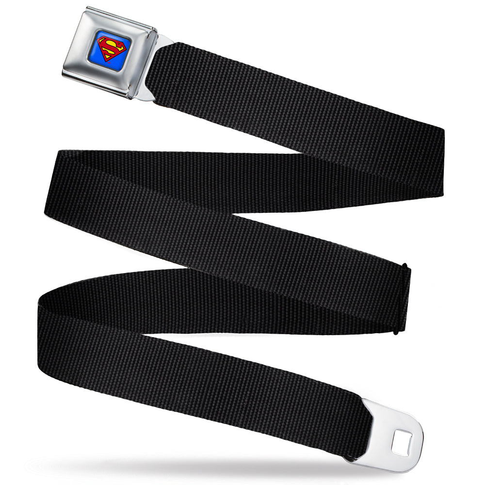 Superman Full Color Blue Seatbelt Belt - Black Webbing Seatbelt Belts DC Comics   