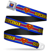 Superman Full Color Blue Seatbelt Belt - SUPERMAN/Shield Stripe Blue/Yellow/Red Webbing Seatbelt Belts DC Comics