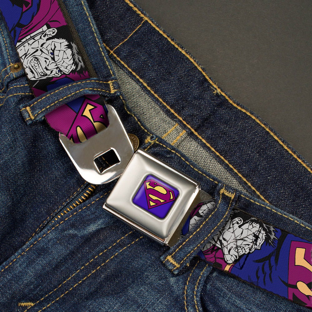 Bizzaro Logo Full Color Blue Seatbelt Belt - Bizzaro Action Webbing Seatbelt Belts DC Comics