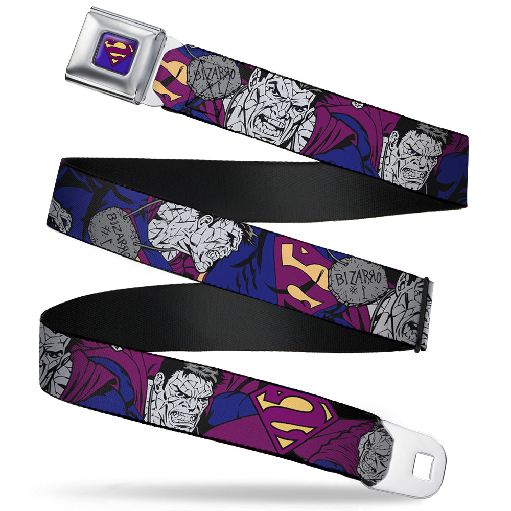 Bizzaro Logo Full Color Blue Seatbelt Belt - Bizzaro Action Webbing Seatbelt Belts DC Comics