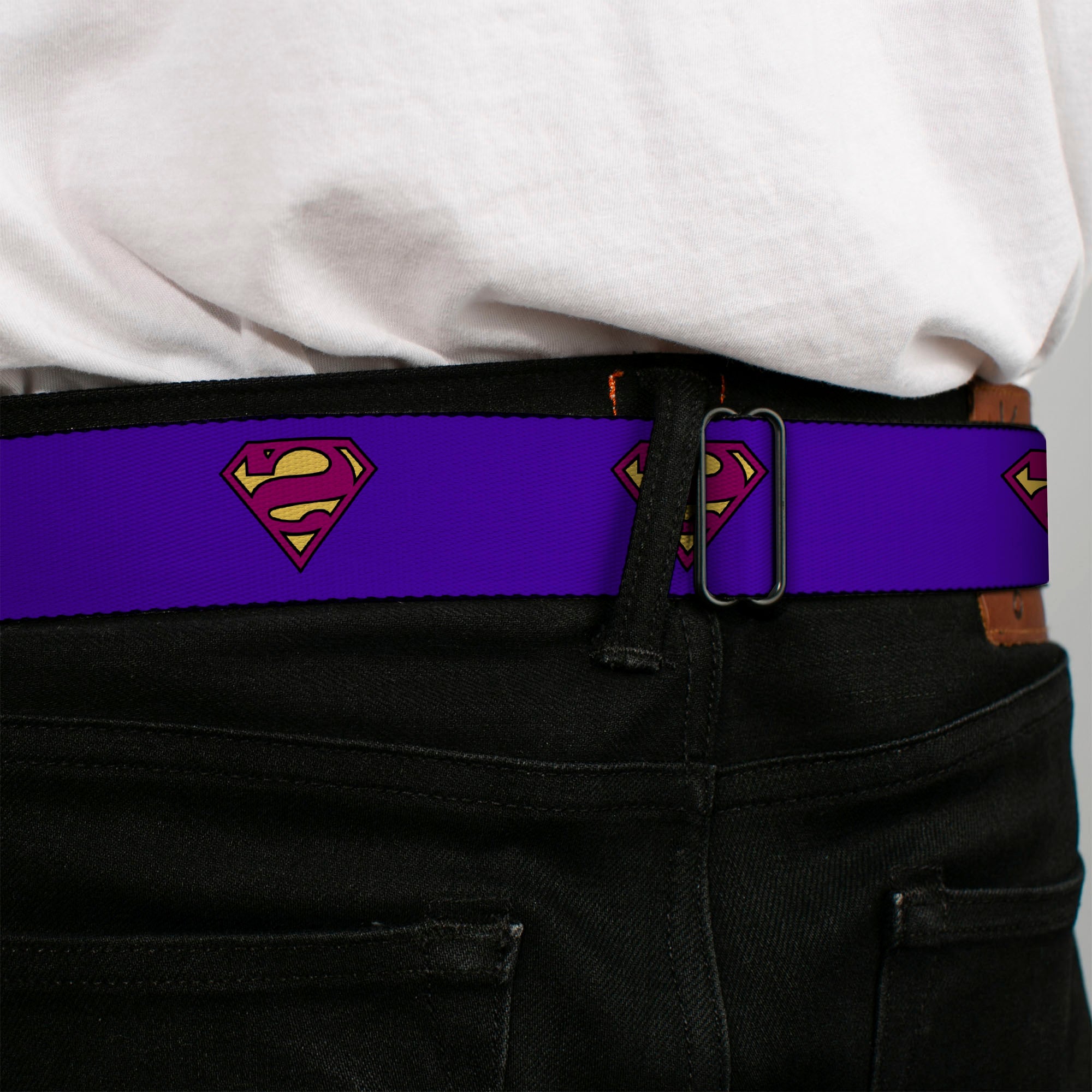 Bizzaro Logo Full Color Blue Seatbelt Belt - Bizzaro Logo w/Bizzaro Pose Webbing Seatbelt Belts DC Comics