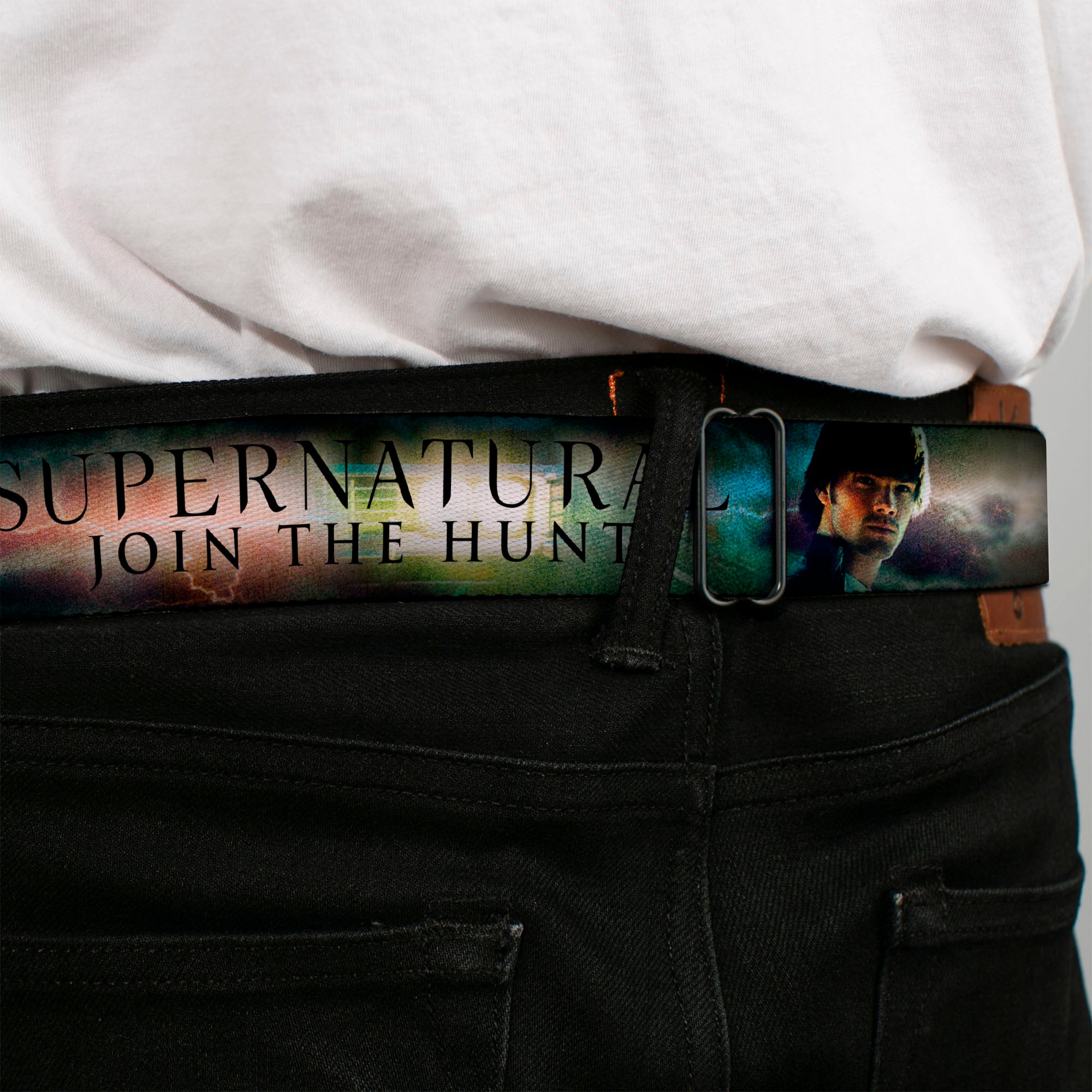 Winchester Logo Full Color Black White Seatbelt Belt - SUPERNATURAL-JOIN THE HUNT/Winchester Brothers Clouds Webbing Seatbelt Belts Supernatural