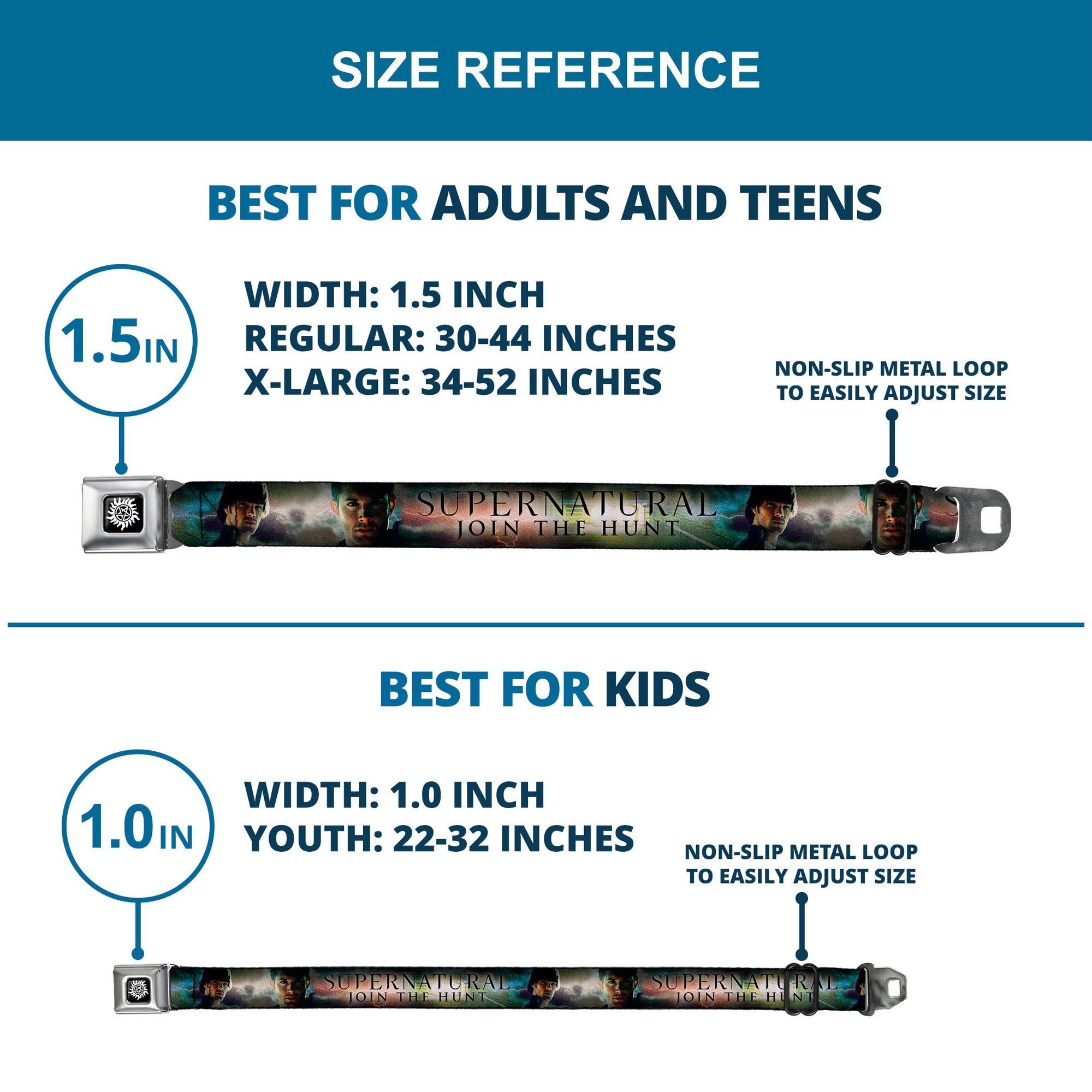 Winchester Logo Full Color Black White Seatbelt Belt - SUPERNATURAL-JOIN THE HUNT/Winchester Brothers Clouds Webbing Seatbelt Belts Supernatural