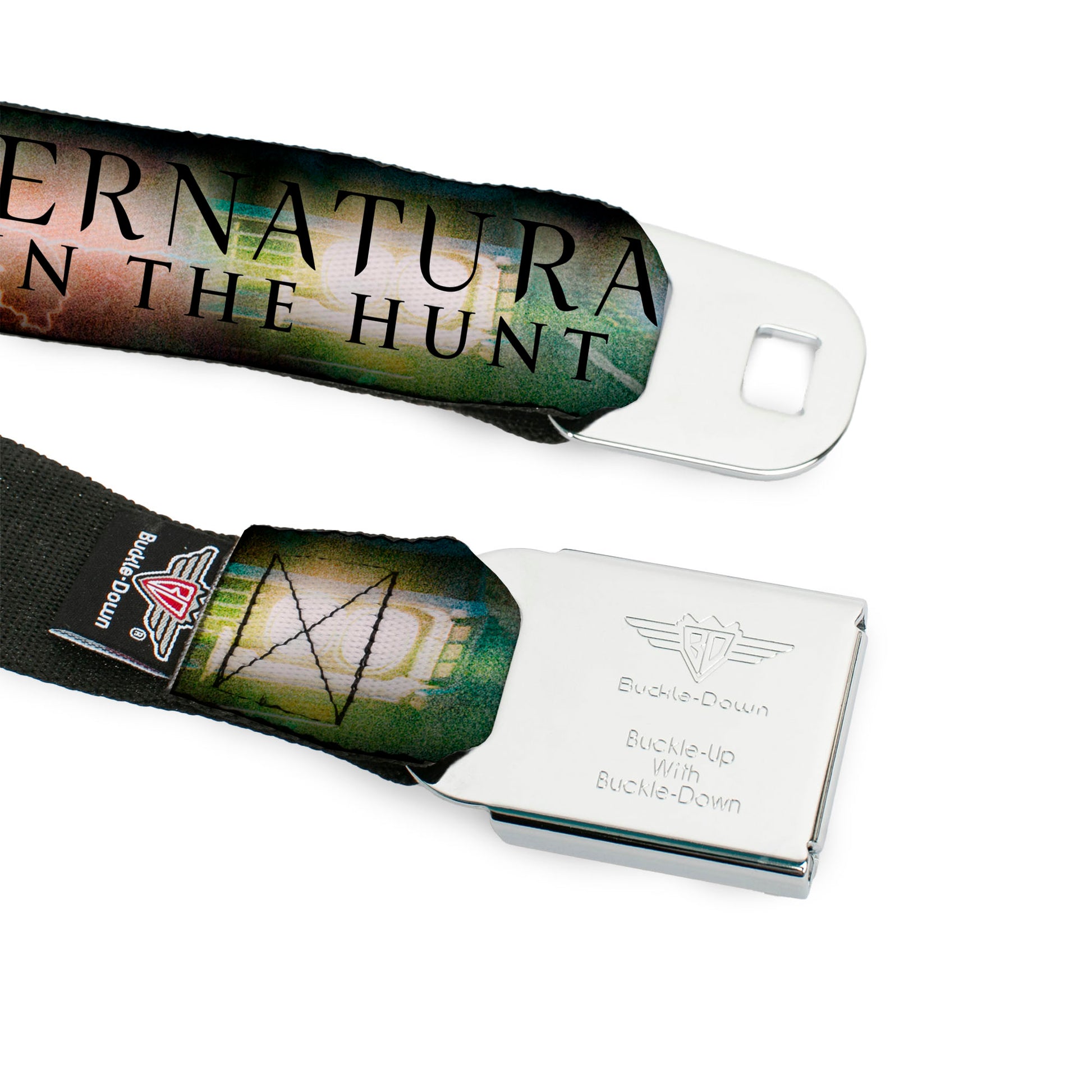 Winchester Logo Full Color Black White Seatbelt Belt - SUPERNATURAL-JOIN THE HUNT/Winchester Brothers Clouds Webbing Seatbelt Belts Supernatural