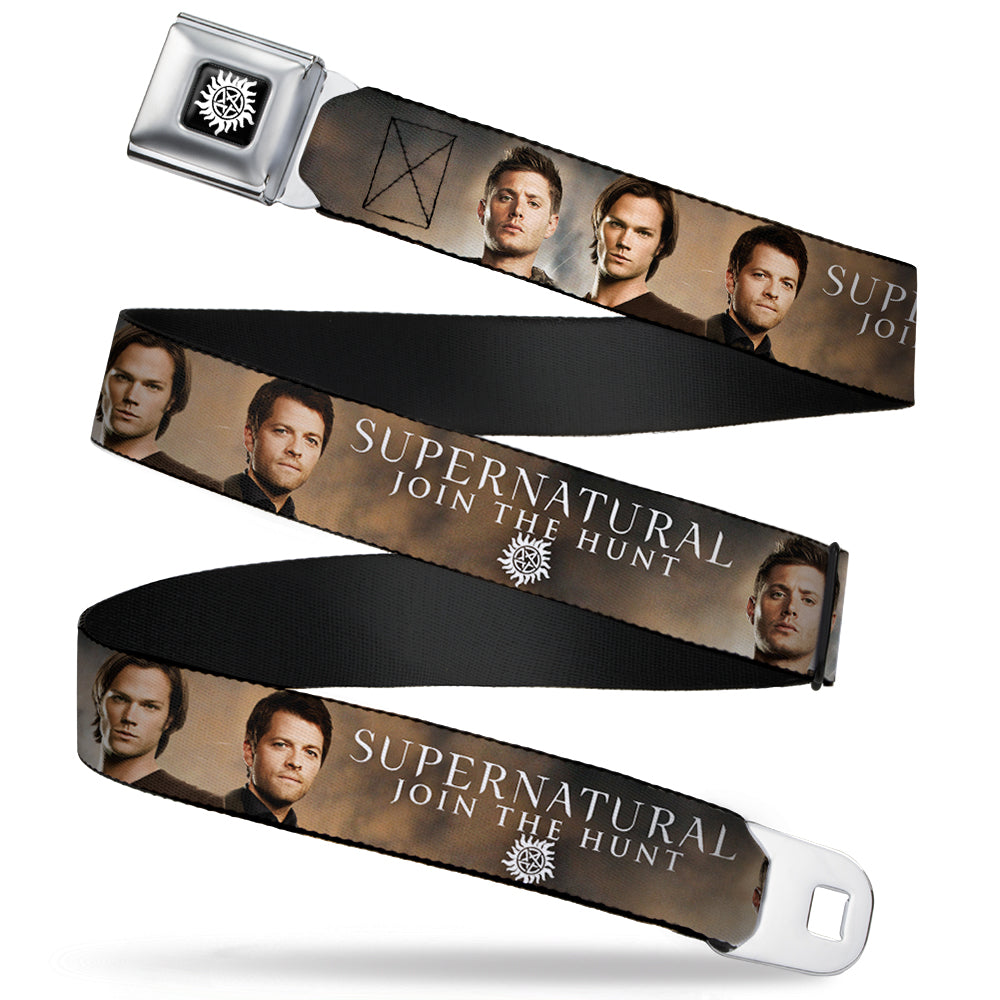 Winchester Logo Full Color Black White Seatbelt Belt - Dean, Sam & Castiel SUPERNATURAL JOIN THE HUNT Webbing Seatbelt Belts Supernatural
