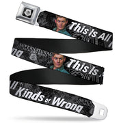 Winchester Logo Full Color Black White Seatbelt Belt - SUPERNATURAL Dean Pose/THIS IS ALL KINDS OF WRONG Grays/White Webbing Seatbelt Belts Supernatural