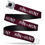 SUPERNATURAL-JOIN THE HUNT Full Color Black/White Seatbelt Belt - Supernatural JOIN THE HUNT/Symbols Scattered Reds/White Webbing Seatbelt Belts Supernatural