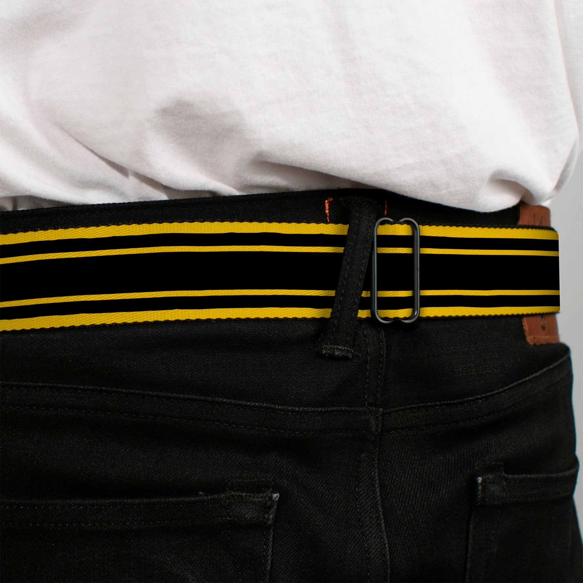SUPER BEE Logo Full Color Black Yellow White Seatbelt Belt - SUPER BEE Logo/Stripes Black/Yellow/White Webbing Seatbelt Belts Dodge