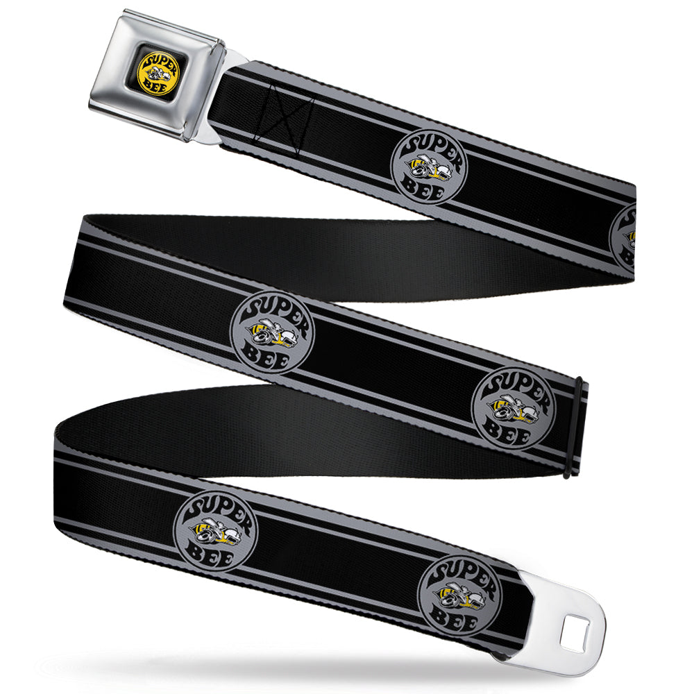 SUPER BEE Logo Full Color Black Yellow White Seatbelt Belt - SUPER BEE Logo/Stripes Black/Gray/Yellow/White Webbing Seatbelt Belts Dodge