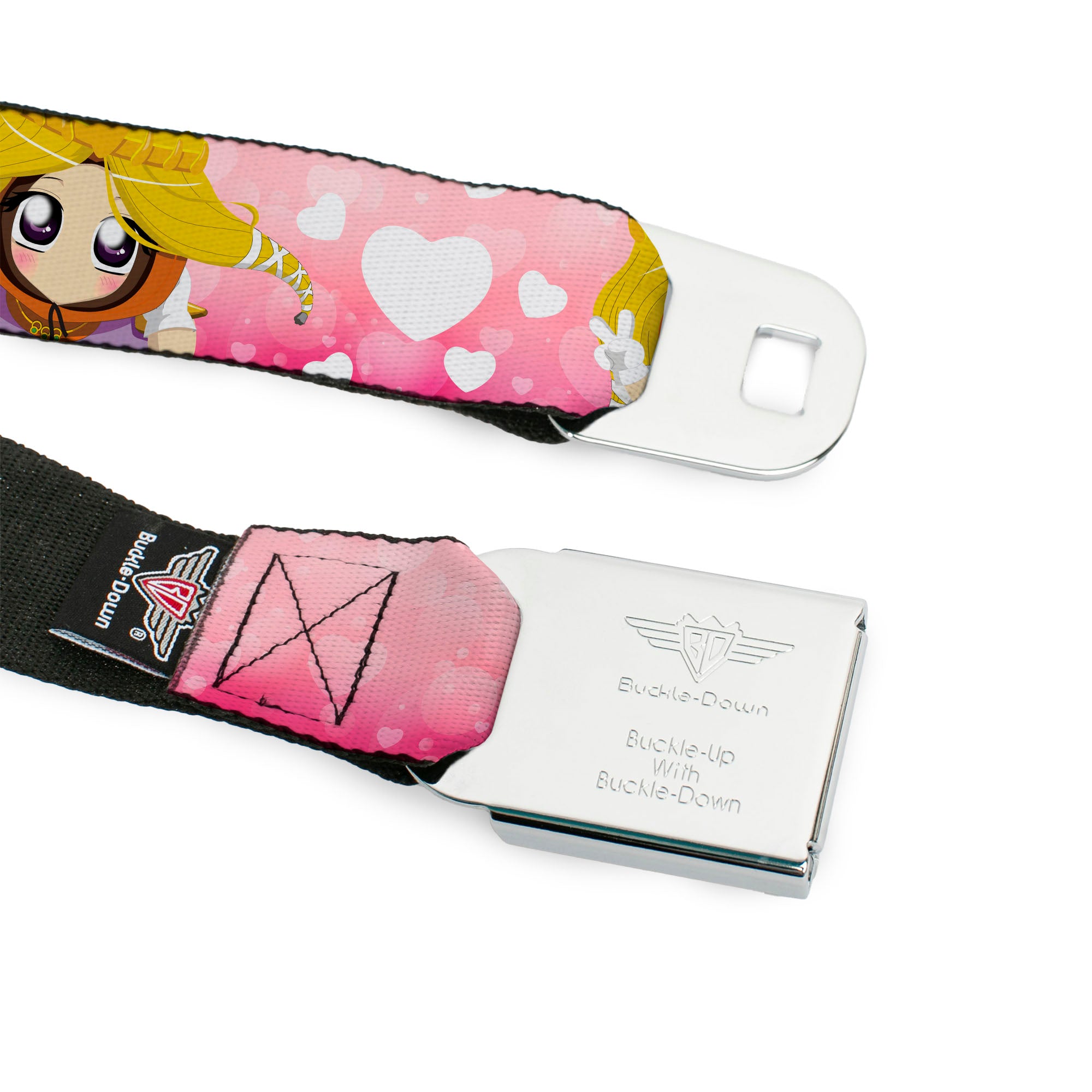 SOUTH PARK Title Logo Full Color Pink/White Seatbelt Belt - South Park PRINCESS KENNY Poses and Text Pinks/White Webbing Seatbelt Belts South Park