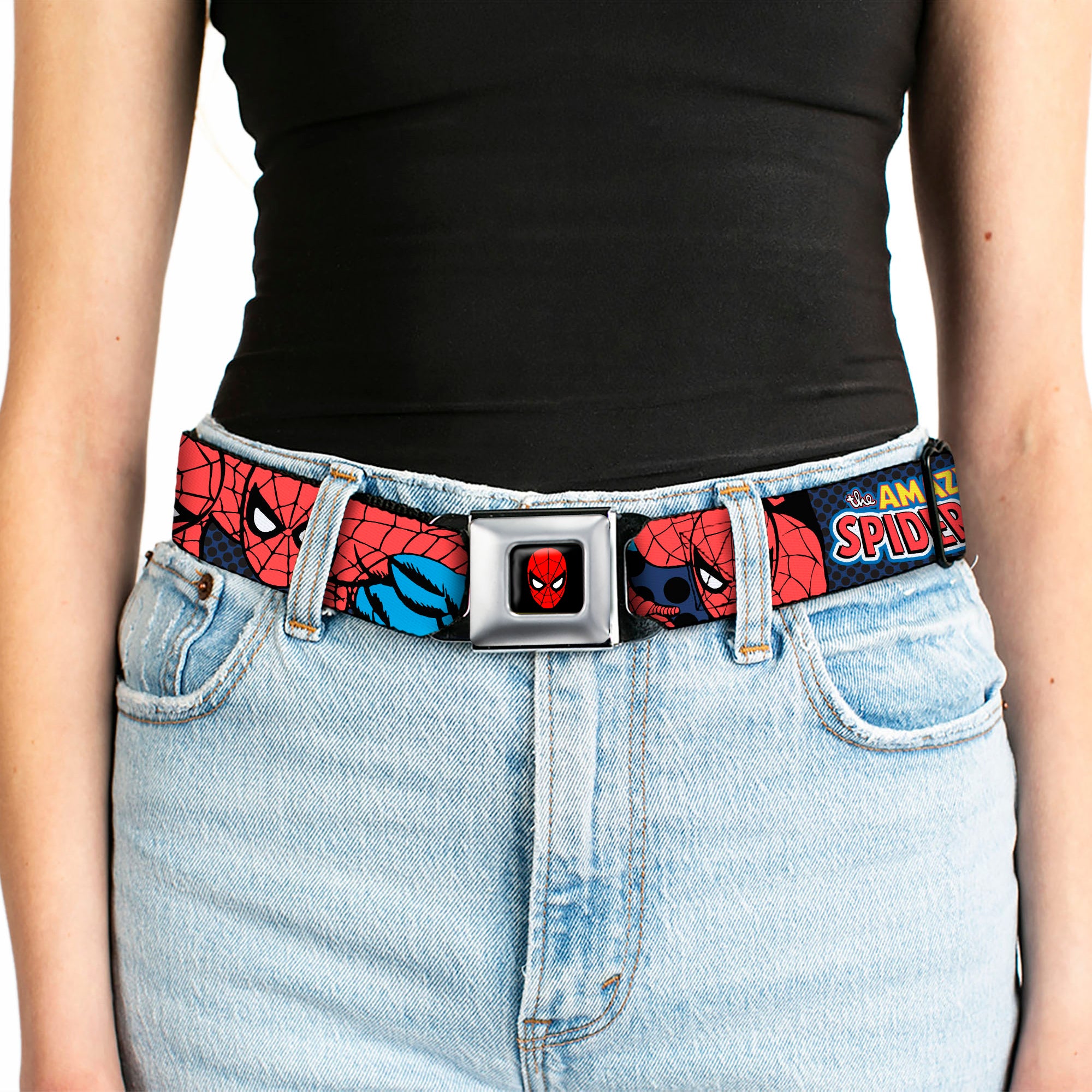 Spider-Man Full Color Seatbelt Belt - Amazing Spider-Man Webbing Seatbelt Belts Marvel Comics