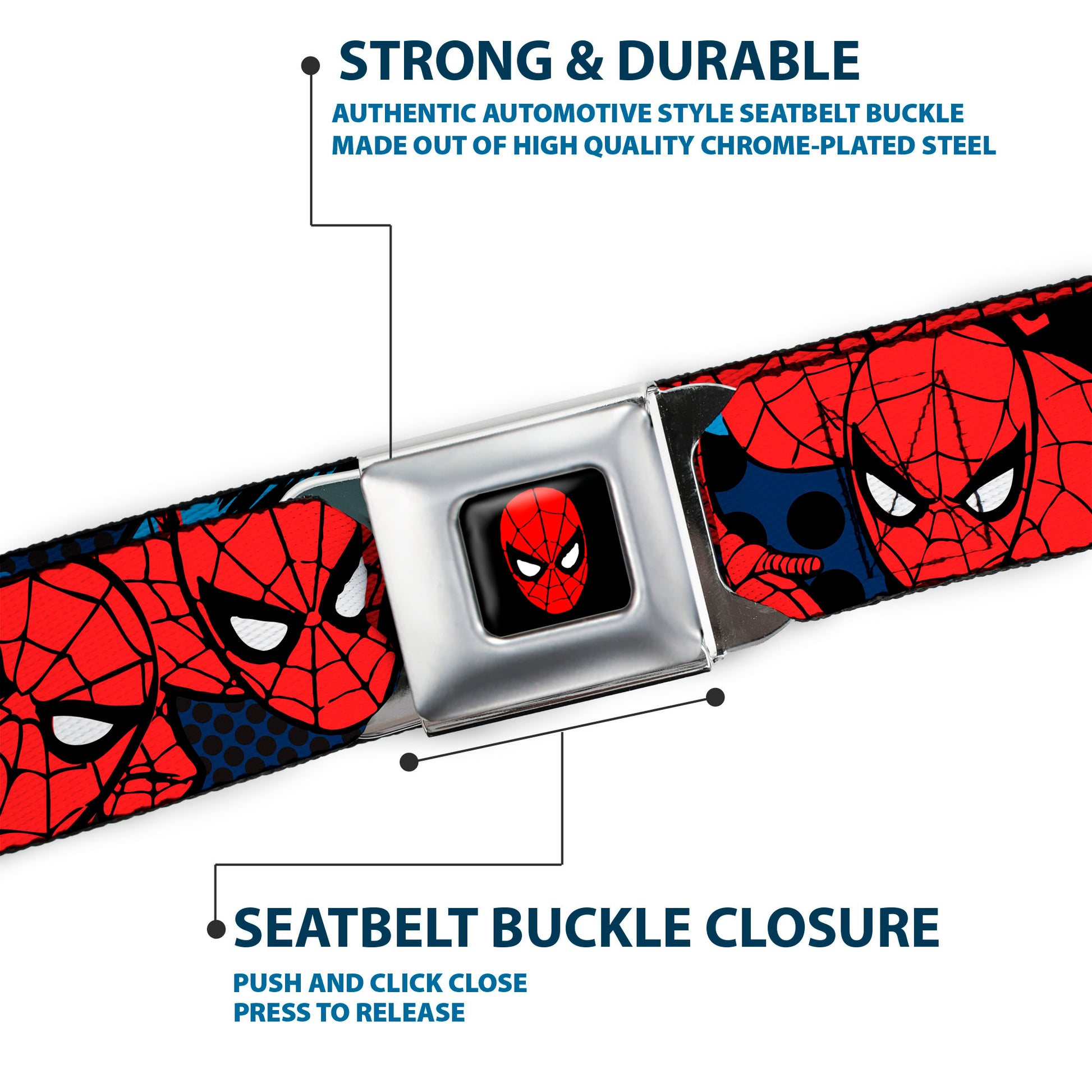 Spider-Man Full Color Seatbelt Belt - Amazing Spider-Man Webbing Seatbelt Belts Marvel Comics