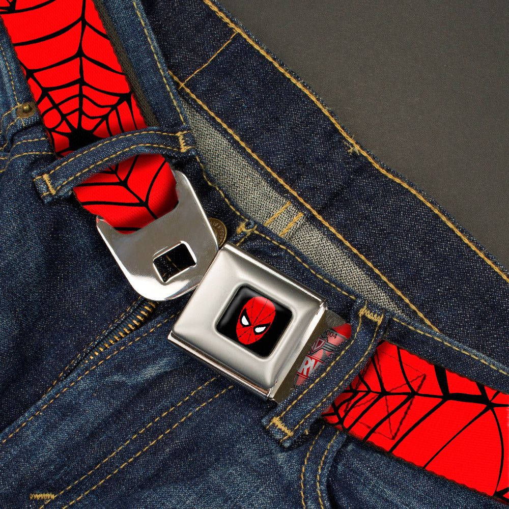 Spider-Man Full Color Seatbelt Belt - Spiderweb Red/Black Webbing Seatbelt Belts Marvel Comics