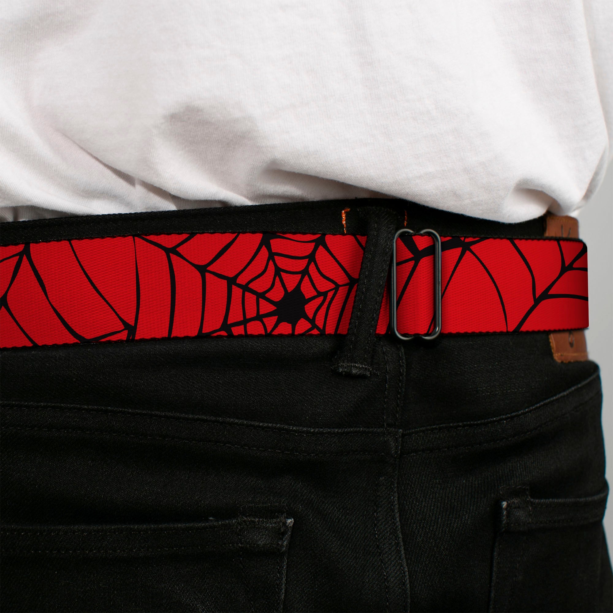 Spider-Man Full Color Seatbelt Belt - Spiderweb Red/Black Webbing Seatbelt Belts Marvel Comics