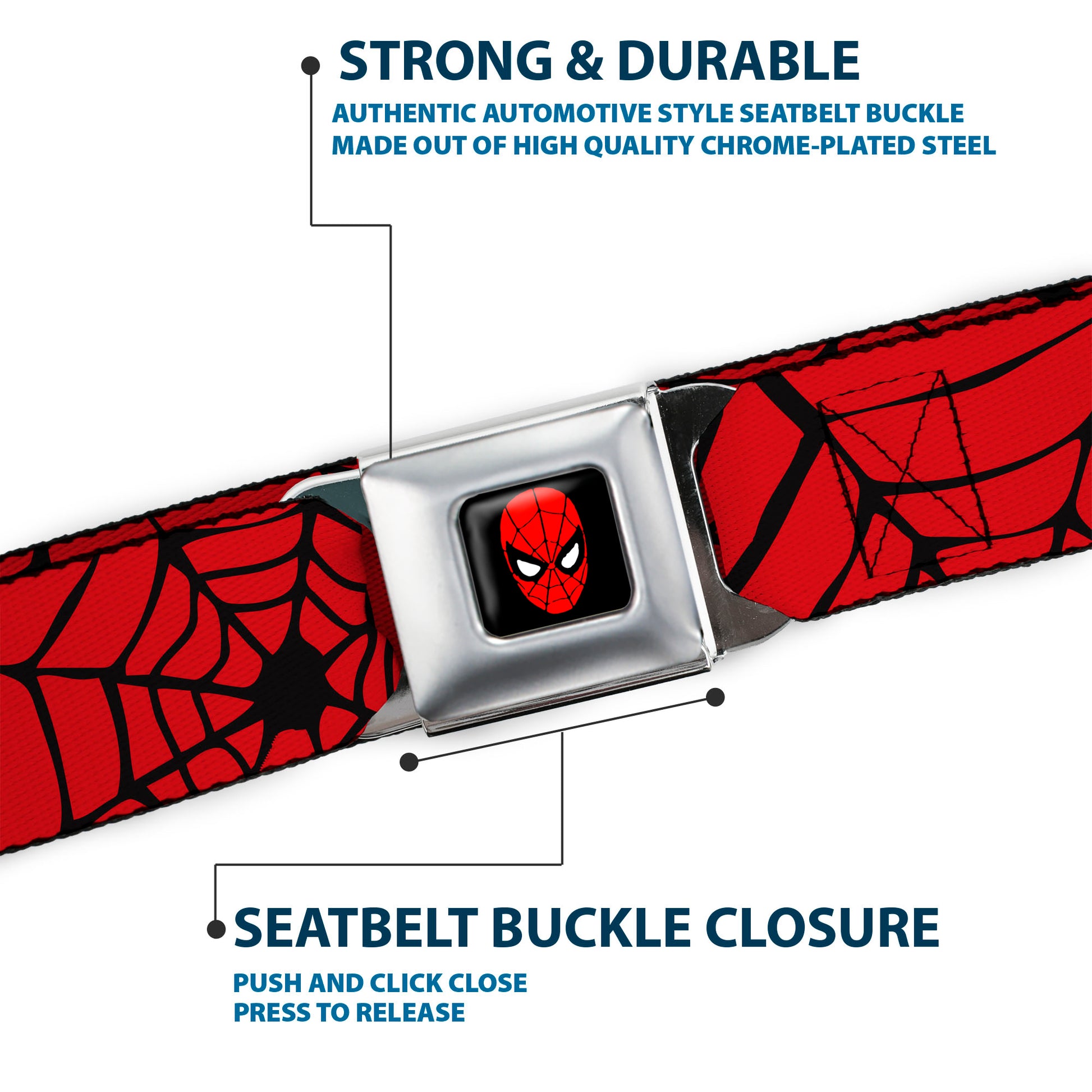 Spider-Man Full Color Seatbelt Belt - Spiderweb Red/Black Webbing Seatbelt Belts Marvel Comics
