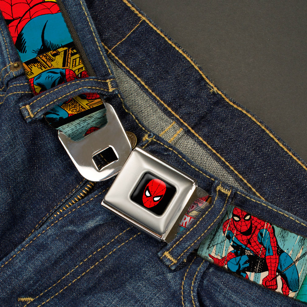 Spider-Man Full Color Seatbelt Belt - Spider-Man Comic Strip Webbing Seatbelt Belts Marvel Comics
