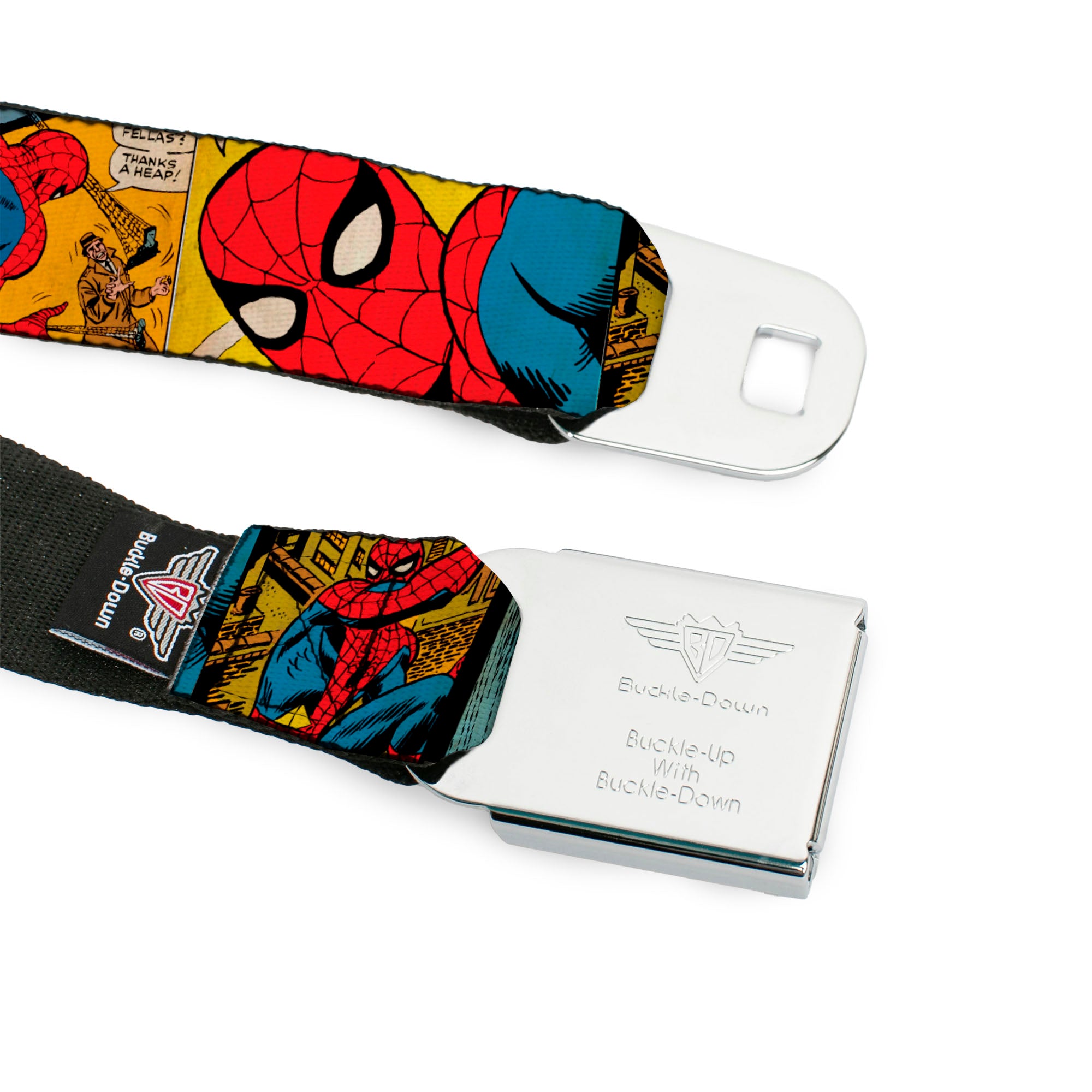Spider-Man Full Color Seatbelt Belt - Spider-Man Comic Strip Webbing Seatbelt Belts Marvel Comics
