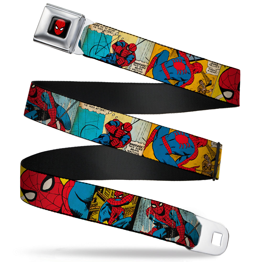 Spider-Man Full Color Seatbelt Belt - Spider-Man Comic Strip Webbing Seatbelt Belts Marvel Comics