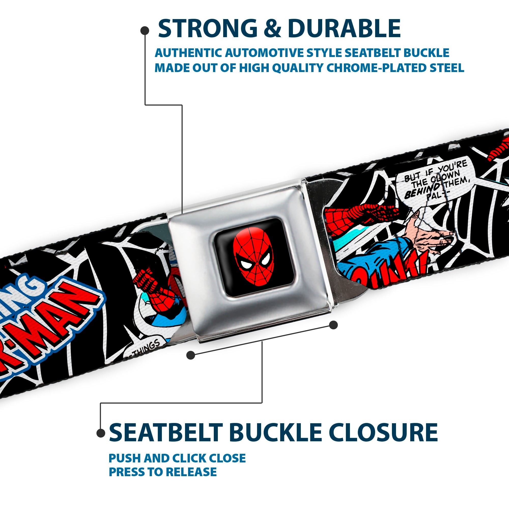 Spider-Man Full Color Seatbelt Belt - Spider-Man in Action2 w/AMAZING SPIDER-MAN Webbing Seatbelt Belts Marvel Comics