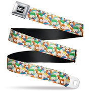 SOUTH PARK Title Logo Full Color Black/White Seatbelt Belt - South Park Boys Expressions Stacked Webbing Seatbelt Belts South Park