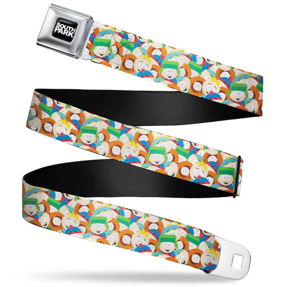 SOUTH PARK Title Logo Full Color Black/White Seatbelt Belt - South Park Boys Expressions Stacked Webbing Seatbelt Belts South Park