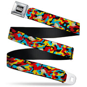 SOUTH PARK Title Logo Full Color Black/White Seatbelt Belt - South Park Cartman Camo Black/Red/Yellow/Blue Webbing Seatbelt Belts South Park