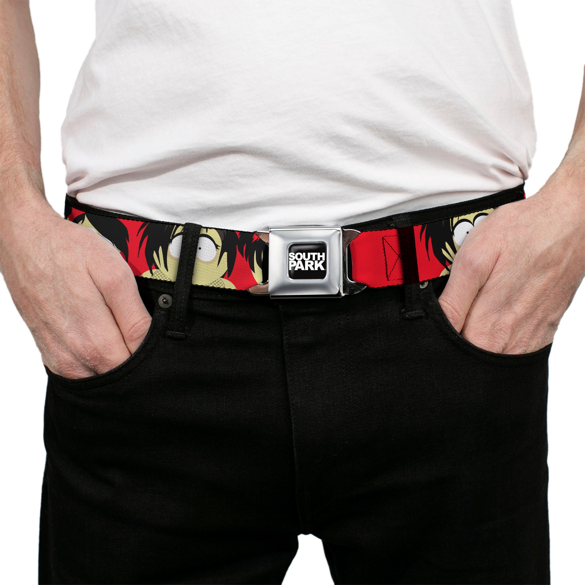SOUTH PARK Title Logo Full Color Black/White Seatbelt Belt - South Park Goth Kids Expressions Red Webbing Seatbelt Belts South Park