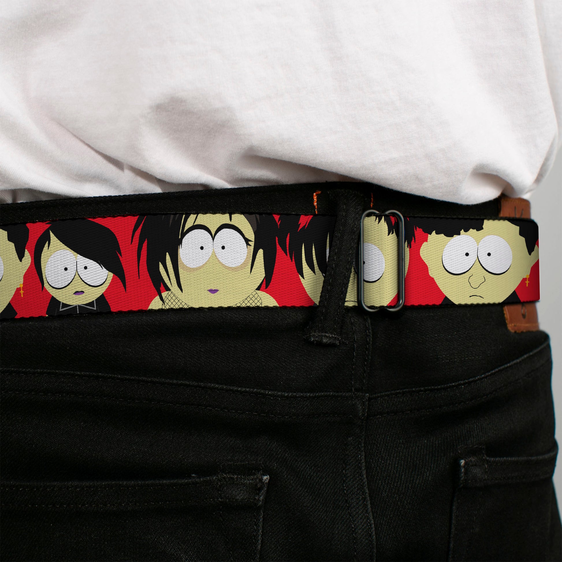 SOUTH PARK Title Logo Full Color Black/White Seatbelt Belt - South Park Goth Kids Expressions Red Webbing Seatbelt Belts South Park