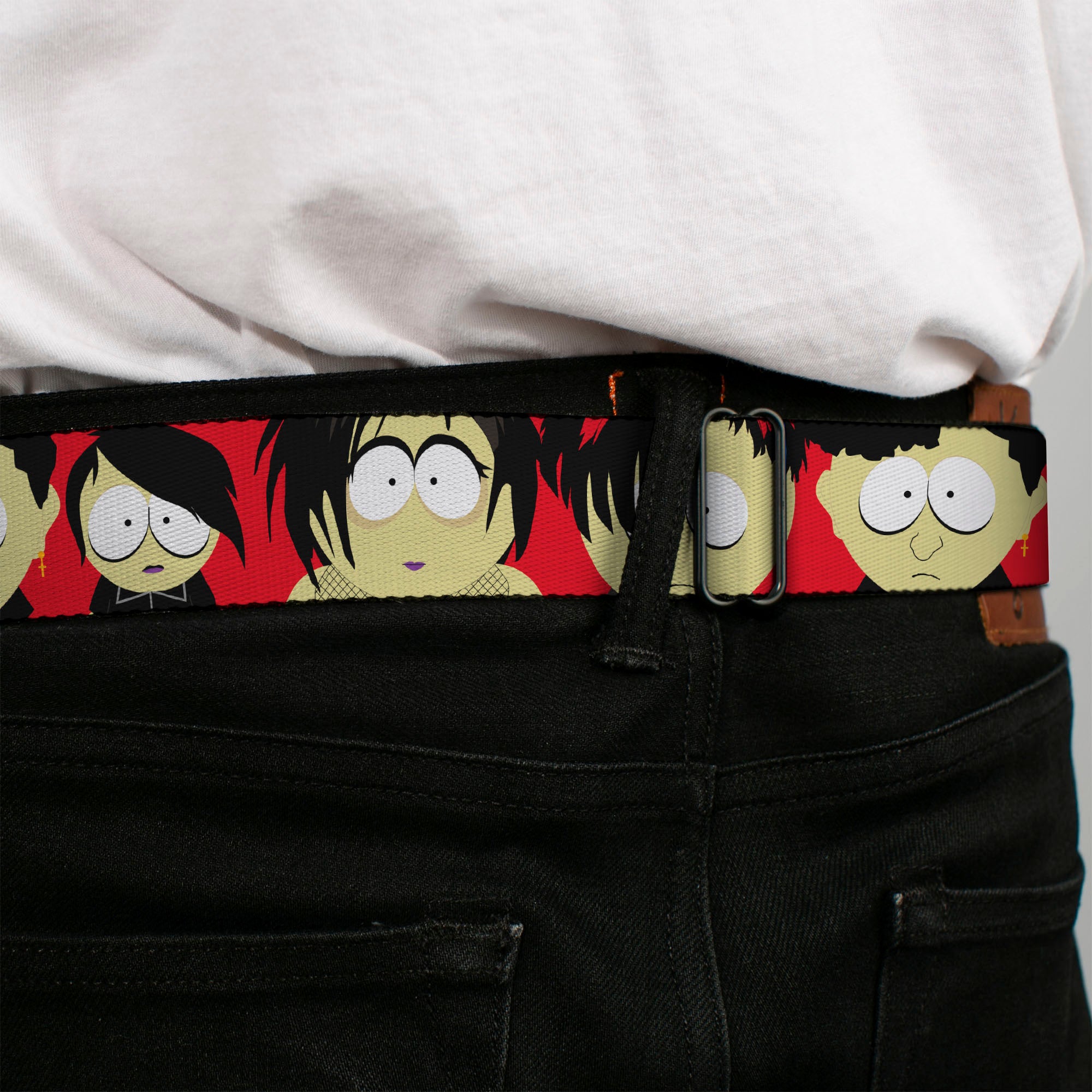 SOUTH PARK Title Logo Full Color Black/White Seatbelt Belt - South Park Goth Kids Expressions Red Webbing Seatbelt Belts South Park
