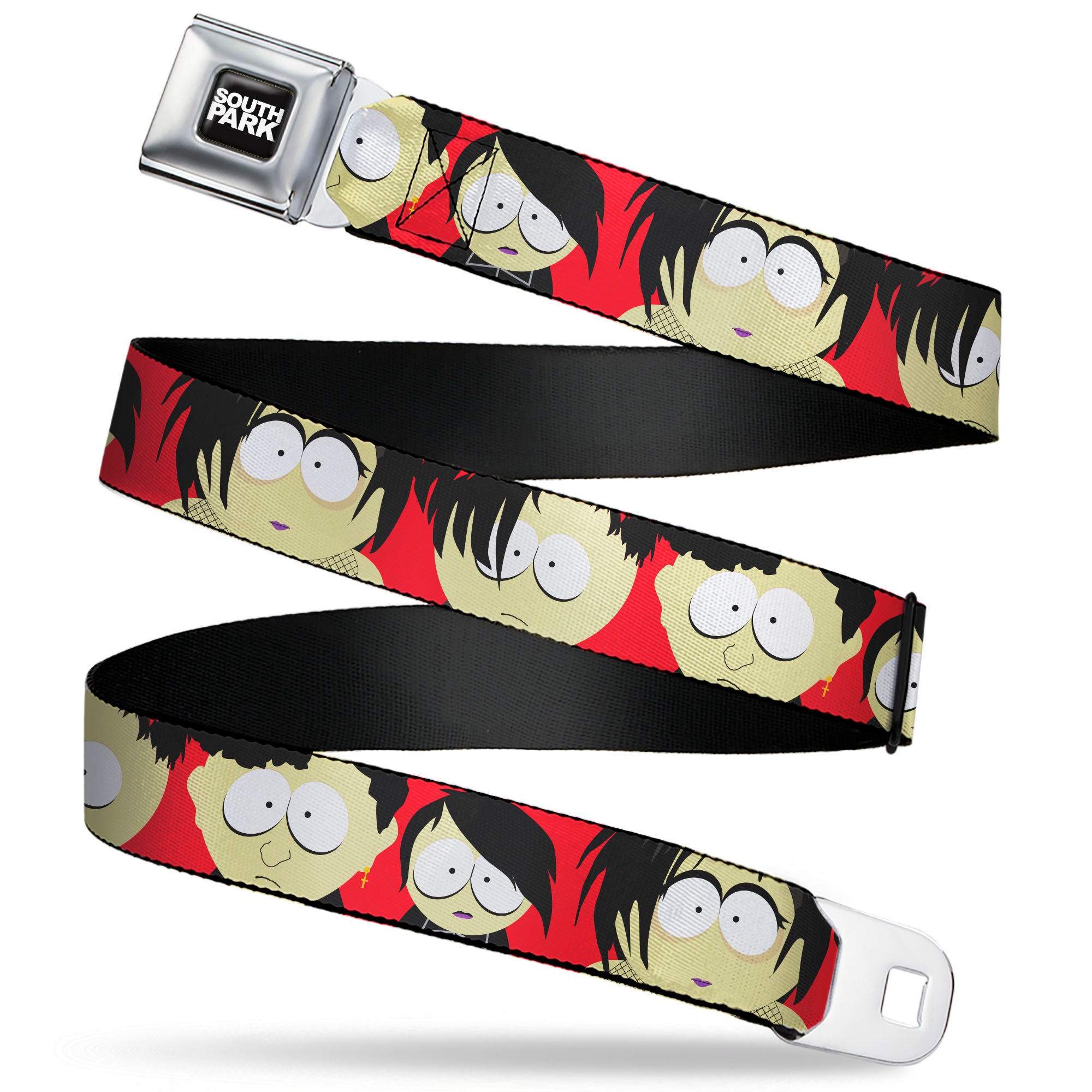 SOUTH PARK Title Logo Full Color Black/White Seatbelt Belt - South Park Goth Kids Expressions Red Webbing Seatbelt Belts South Park