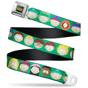 SOUTH PARK Title Logo Full Color Black/Yellow Seatbelt Belt - South Park Kids Faces Green Webbing Seatbelt Belts South Park
