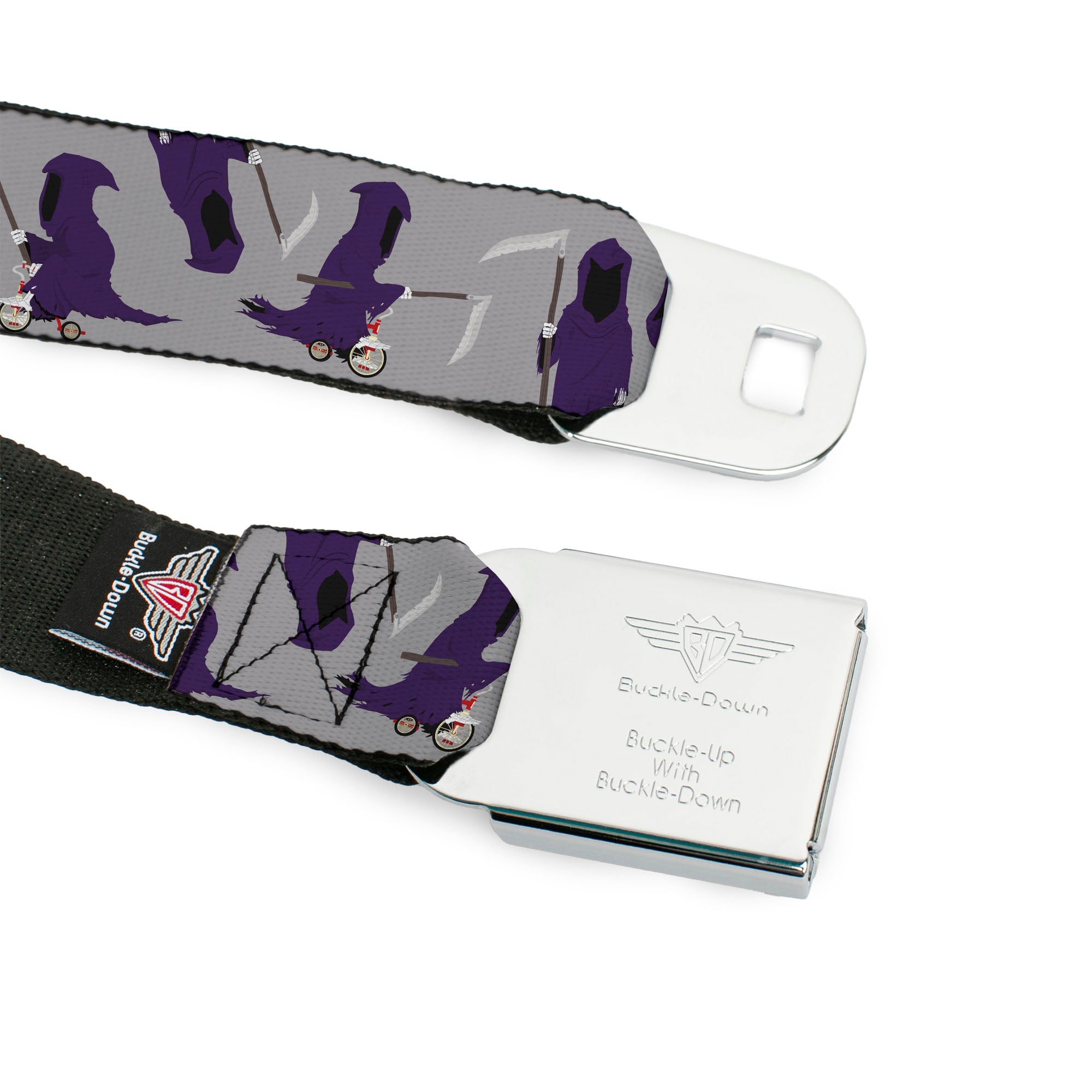 SOUTH PARK Title Logo Full Color Black/Yellow Seatbelt Belt - South Park Death Poses Scattered Gray Webbing Seatbelt Belts South Park