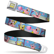 Sponge Bob 3-D Face CLOSE-UP Full Color Seatbelt Belt - SpongeBob & Patrick Starfish Jellyfishing Scenes Webbing Seatbelt Belts SpongeBob SquarePants
