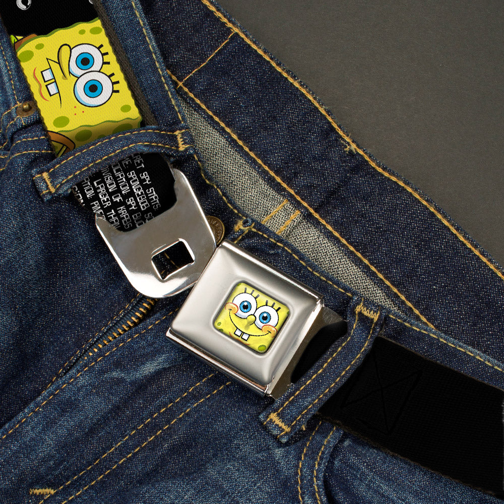 SpongeBob 3-D Face CLOSE-UP Full Color Seatbelt Belt - SpongeBob & Patrick Starfish/Spy Profile MASTERS OF DISGUISE Webbing Seatbelt Belts SpongeBob SquarePants